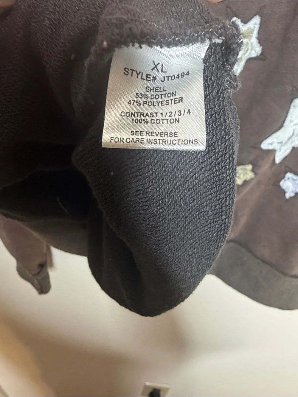 Artistic Works by Lu | Women’s Brown Washed Boho Star Hoodie Size XL